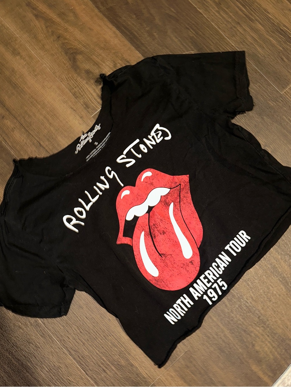 the Rolling Stones Black Tee with Red Tongue Accent